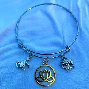 Brand New! Handmade! Adjustable Charm Bangle Bracelet!